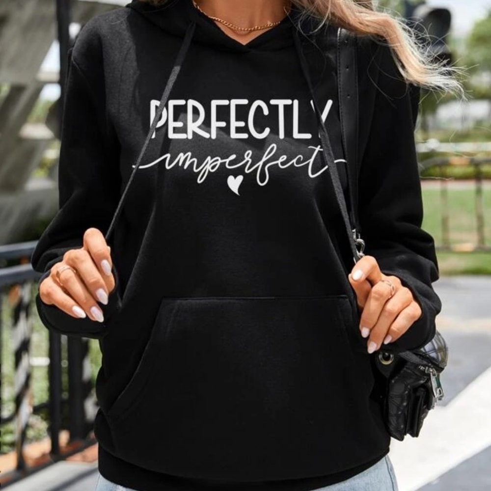 New black, perfectly imperfect hoodie